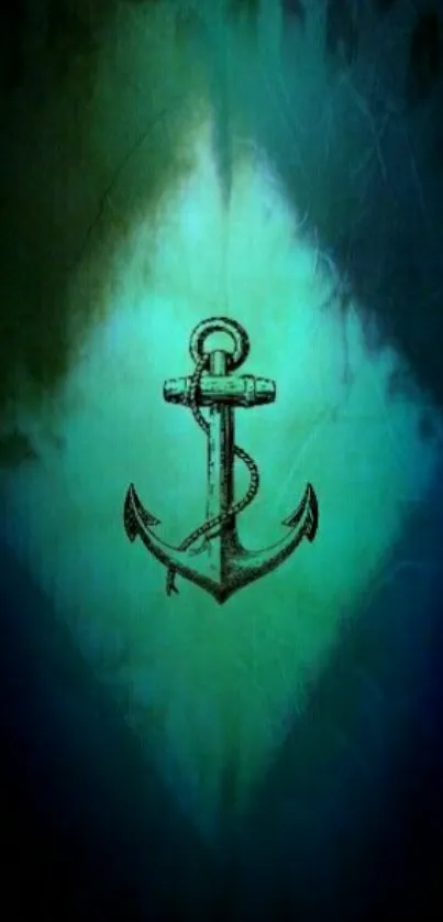 Vintage anchor on a blue green artistic mobile wallpaper.