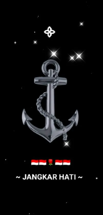 Anchor-themed black mobile wallpaper with minimalist design.