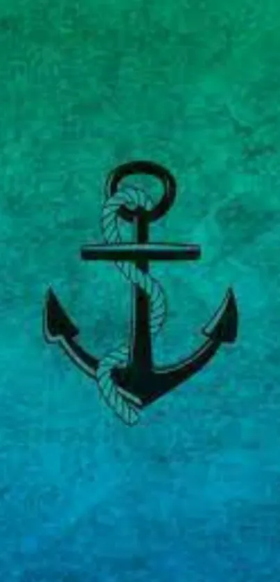 Black anchor on a turquoise gradient background, perfect for mobile wallpaper.