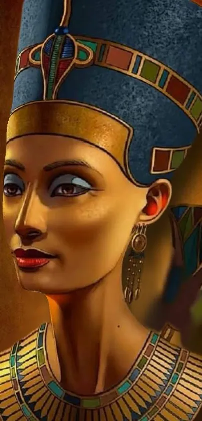 Ancient Egyptian queen art wallpaper for mobile devices.