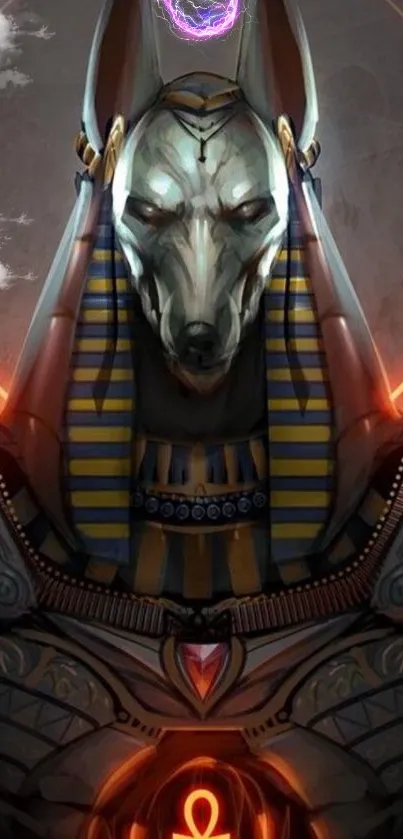 Anubis themed mobile wallpaper with an ancient Egyptian design.