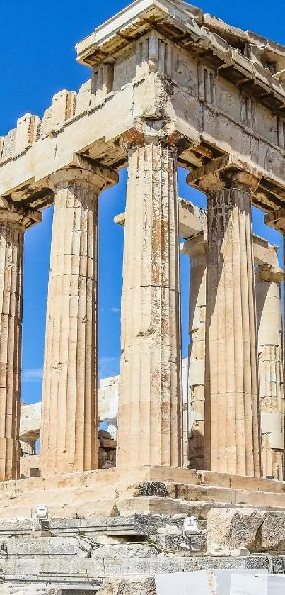 The ancient Parthenon under a clear blue sky, showcasing timeless Greek architecture.