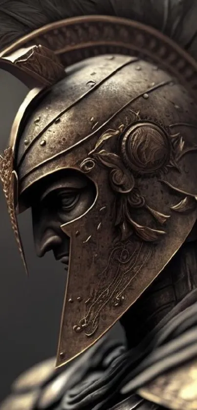 Detailed artwork of an ancient warrior's helmet.