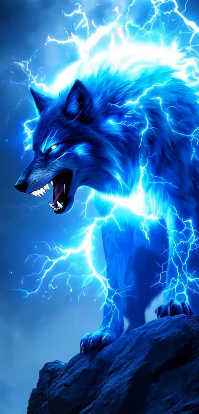 Angry Electric Blue Wolf Live Wallpaper