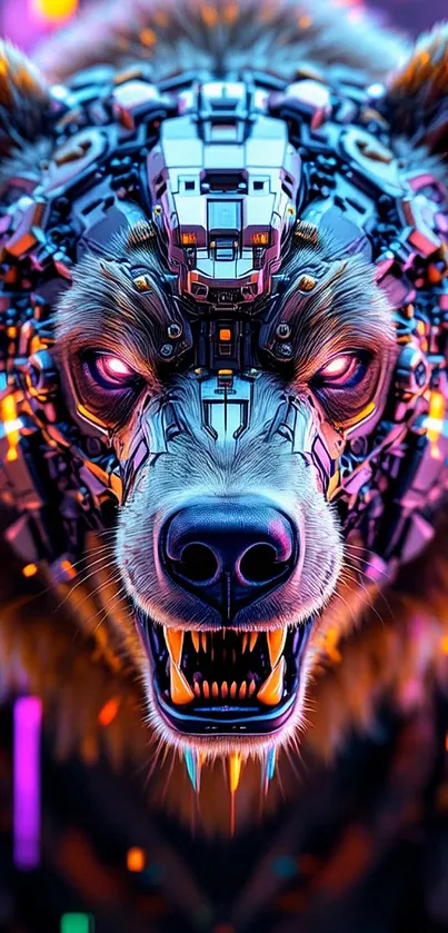 Angry Neon Bear Roars Live Wallpaper