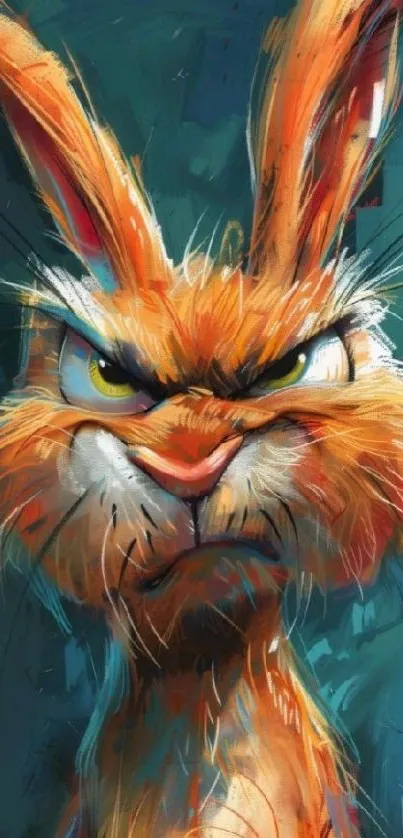 Illustration of an angry rabbit cartoon character with expressive eyes.