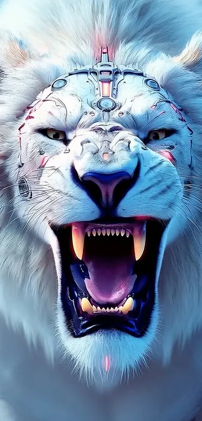 Angry White Fluffy Lion  Live Wallpaper