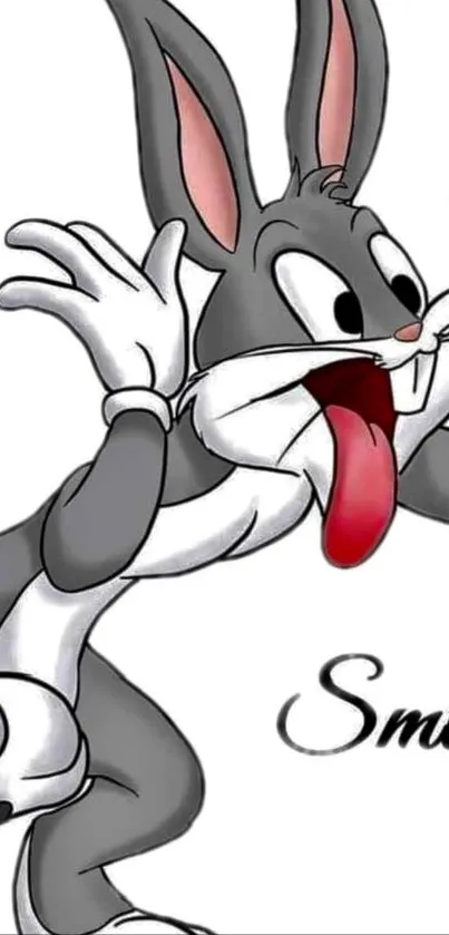 Playful cartoon bunny character with tongue out and fun pose.