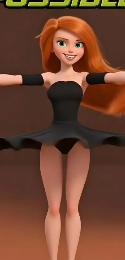 Animated character in dynamic pose on mobile wallpaper.