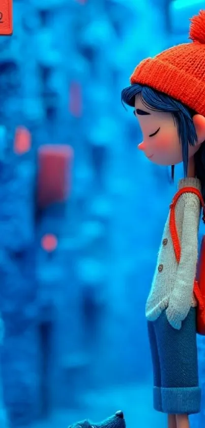 Animated cozy street scene with character and vibrant colors.