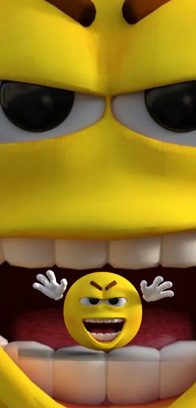 Vibrant animated emoji with expressive face on mobile wallpaper.