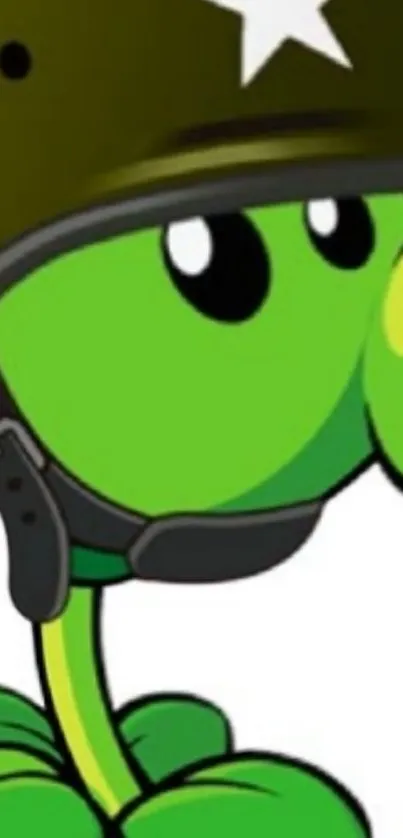 Cute green character with helmet wallpaper.