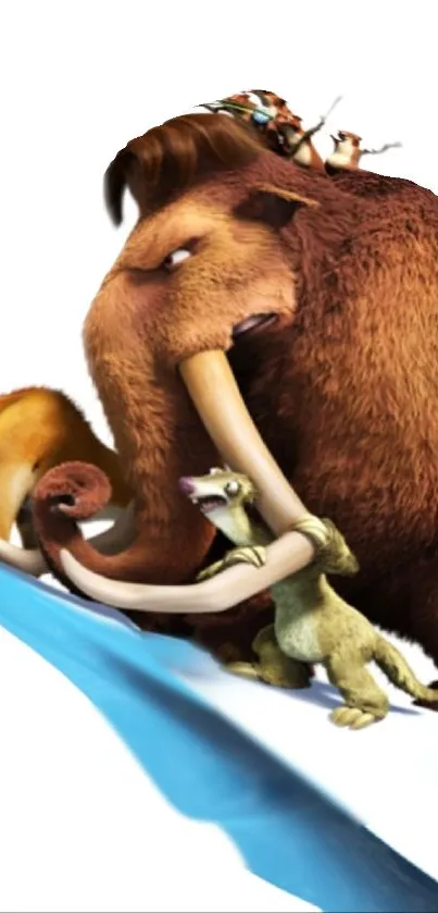 Ice Age animated characters on playful adventure.