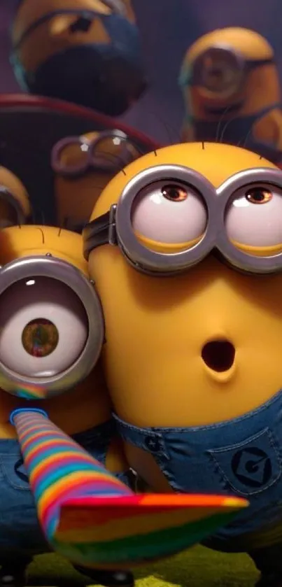 Fun Minions having a colorful party.