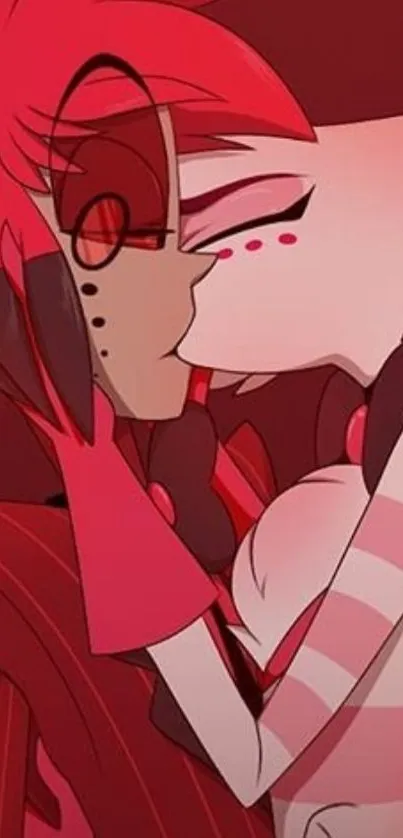 Animated art of a colorful romantic embrace in cartoon style.