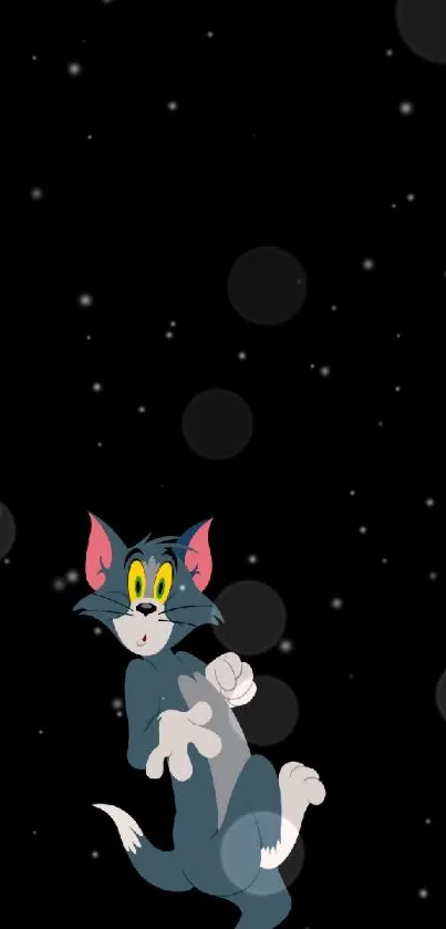 Classic cartoon cat on a starry night mobile wallpaper