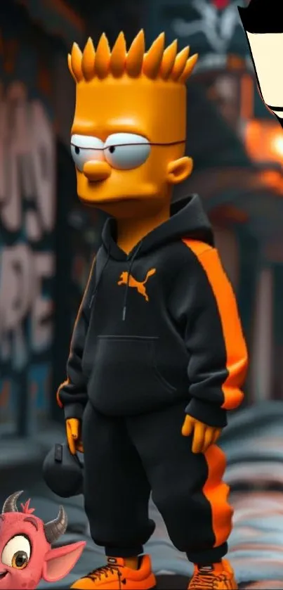 Cartoon character in urban street art style