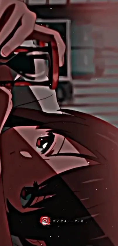 Anime character with red tones in a captivating illustration.