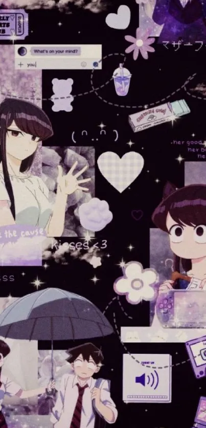 Anime aesthetic wallpaper with purple theme.