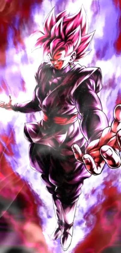 Anime character with aura, vibrant magenta hues dominating the scene.