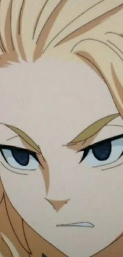 Anime character with blonde hair and blue eyes in expressive artwork.