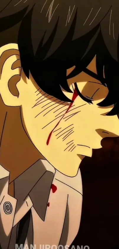 Close-up of an anime character with expressive details.