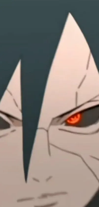 Anime character with striking red eyes, close-up view.