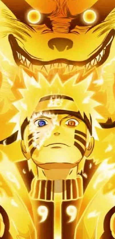 Legendary anime character with golden fiery aura.