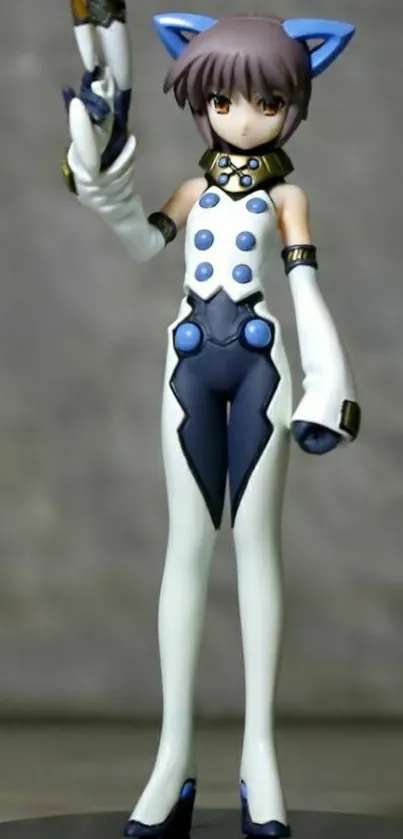 Anime figure with cat ears in a futuristic design.