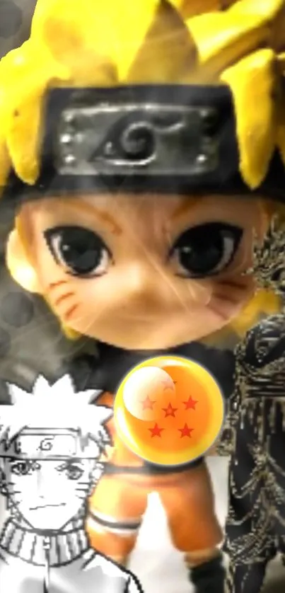 Anime character figurine with bold yellow hues and dynamic fantasy theme.