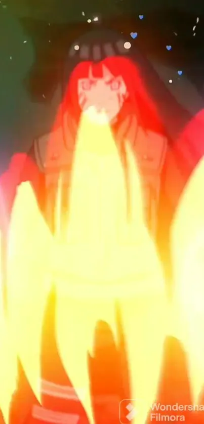 Anime character unleashing a fiery attack in vibrant colors.