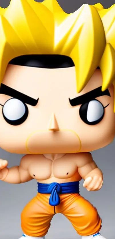 Anime Funko-style character with yellow hair and orange pants.