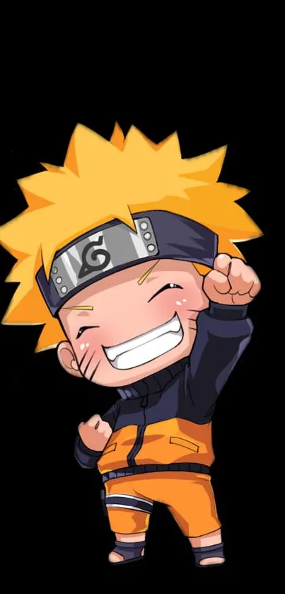 Anime character with orange hair and outfit on a black background.