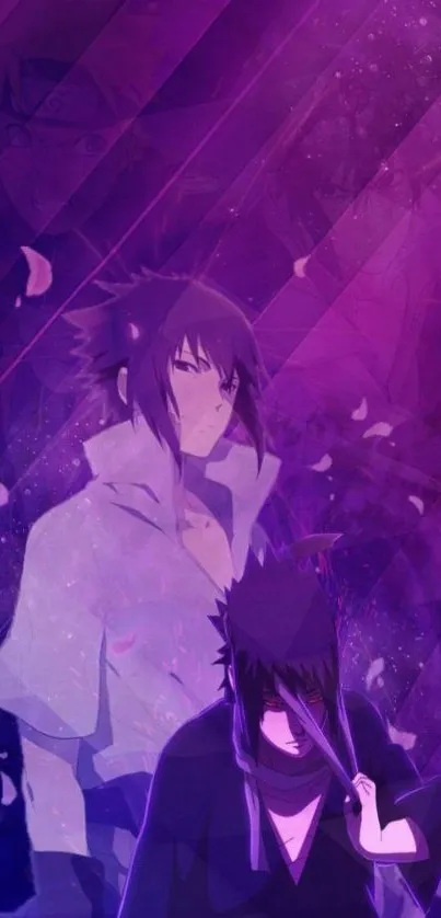 Anime character in vibrant purple hue with dynamic elements.