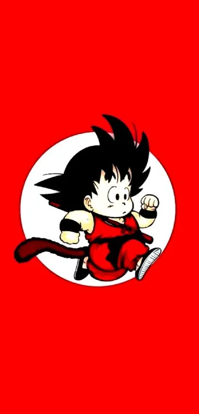 Anime character on a vibrant red background, ideal for manga enthusiasts.