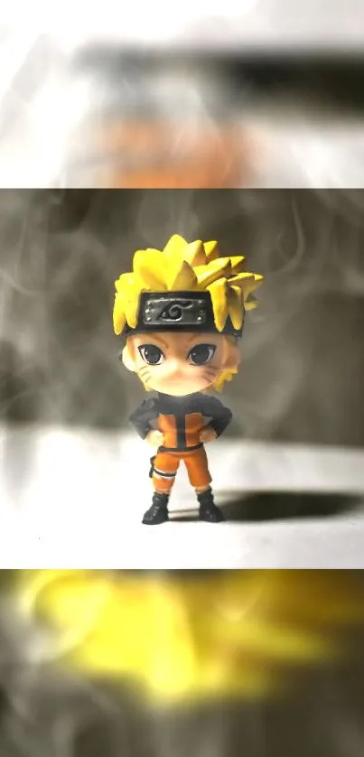 Anime character with orange outfit and smoky background.