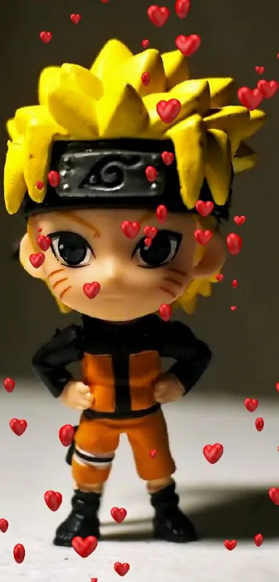 Anime toy figure with yellow hair on a minimalist background.