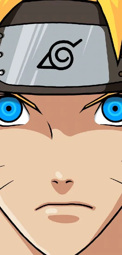 Vibrant anime character with striking blue eyes and a detailed headband.