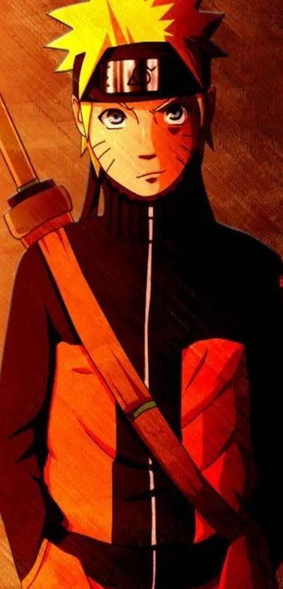 Anime character with orange background.