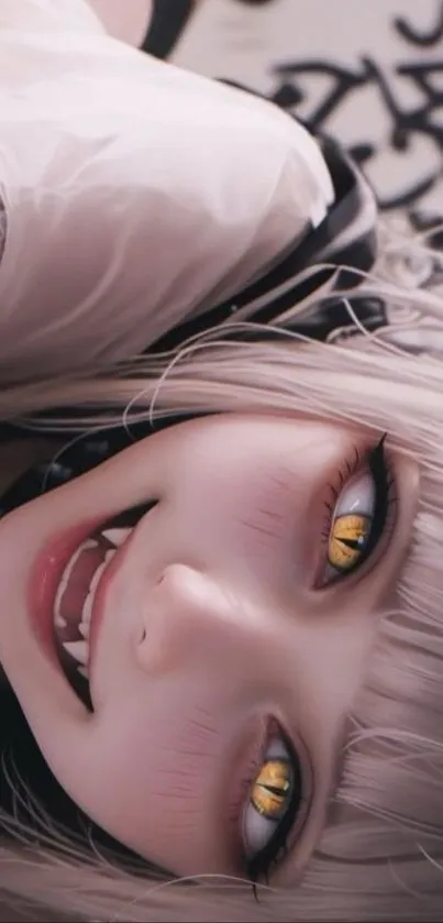 Anime character with golden eyes, looking upwards.
