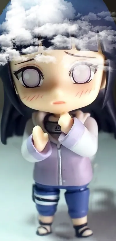 Cute anime figurine with cloud effects in a dreamy style.