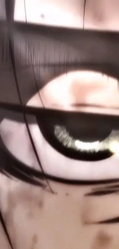 Close-up of an anime character's eye, designed for mobile wallpaper.