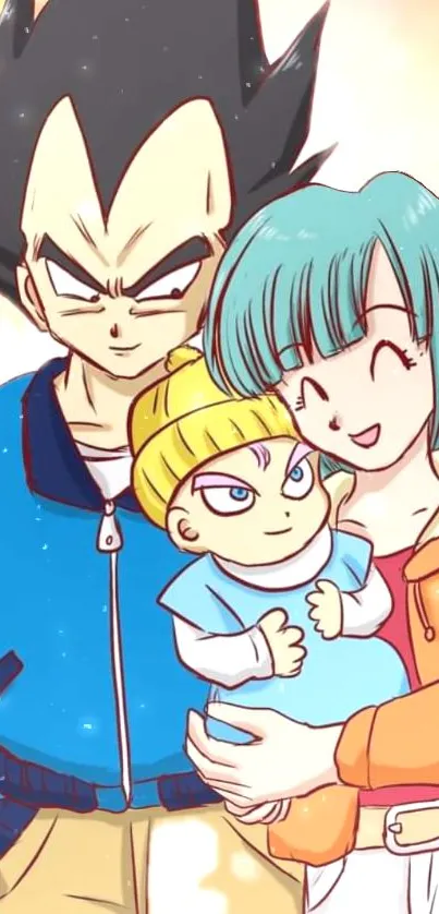 Anime family featuring beloved characters and vibrant colors, perfect for mobile wallpaper.