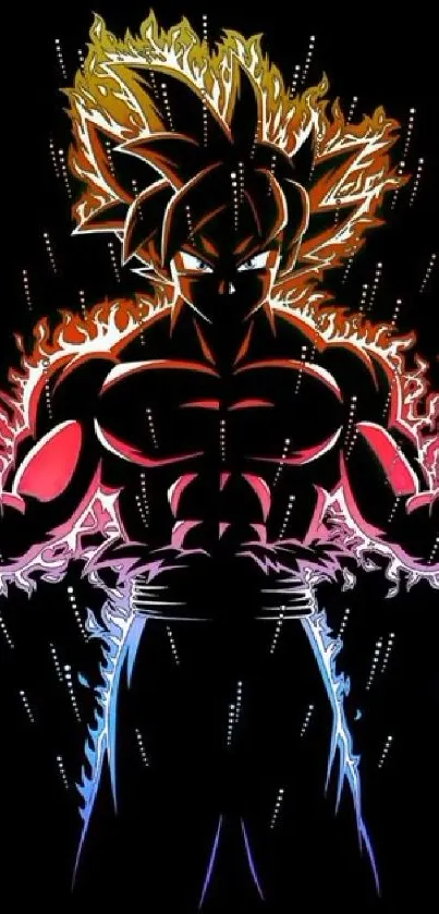 Anime character with fiery aura on black background.