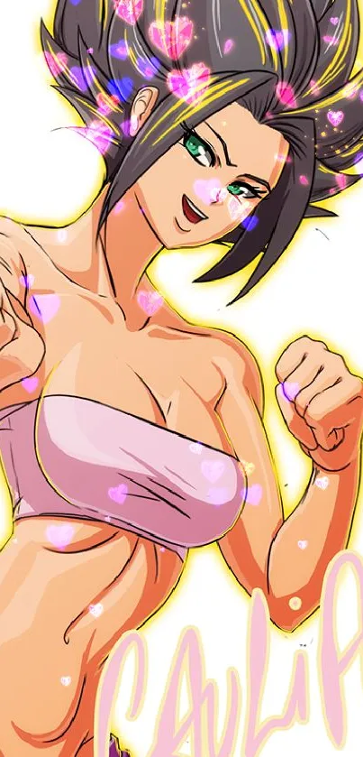 Anime fighter posing dynamically with purple highlights.