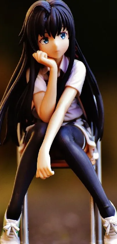 Anime figure with an autumn backdrop.