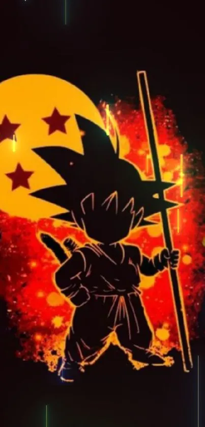 Anime warrior silhouette with galactic background.