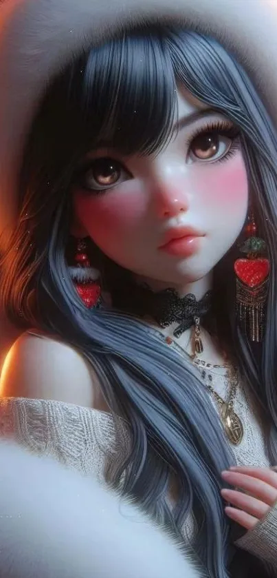 Anime girl in festive attire with a charming expression.