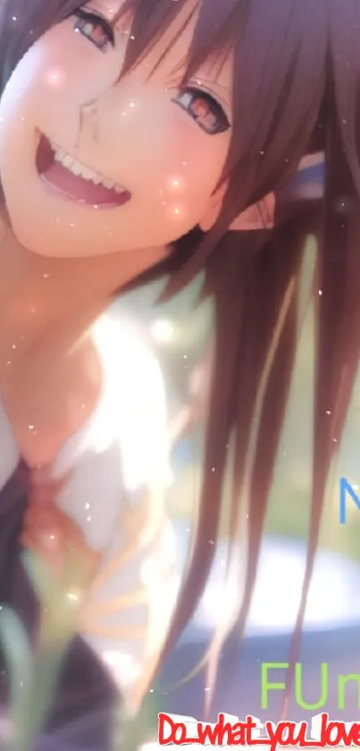 Anime girl with a vibrant and positive inspirational message.