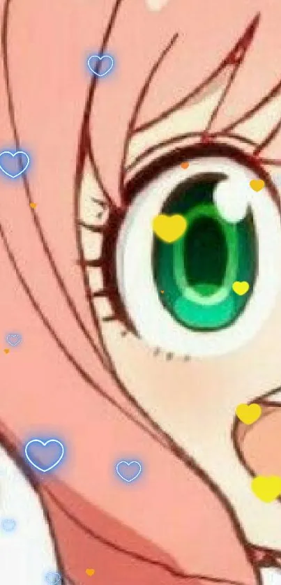 Anime girl with pink hair showing a peace sign.